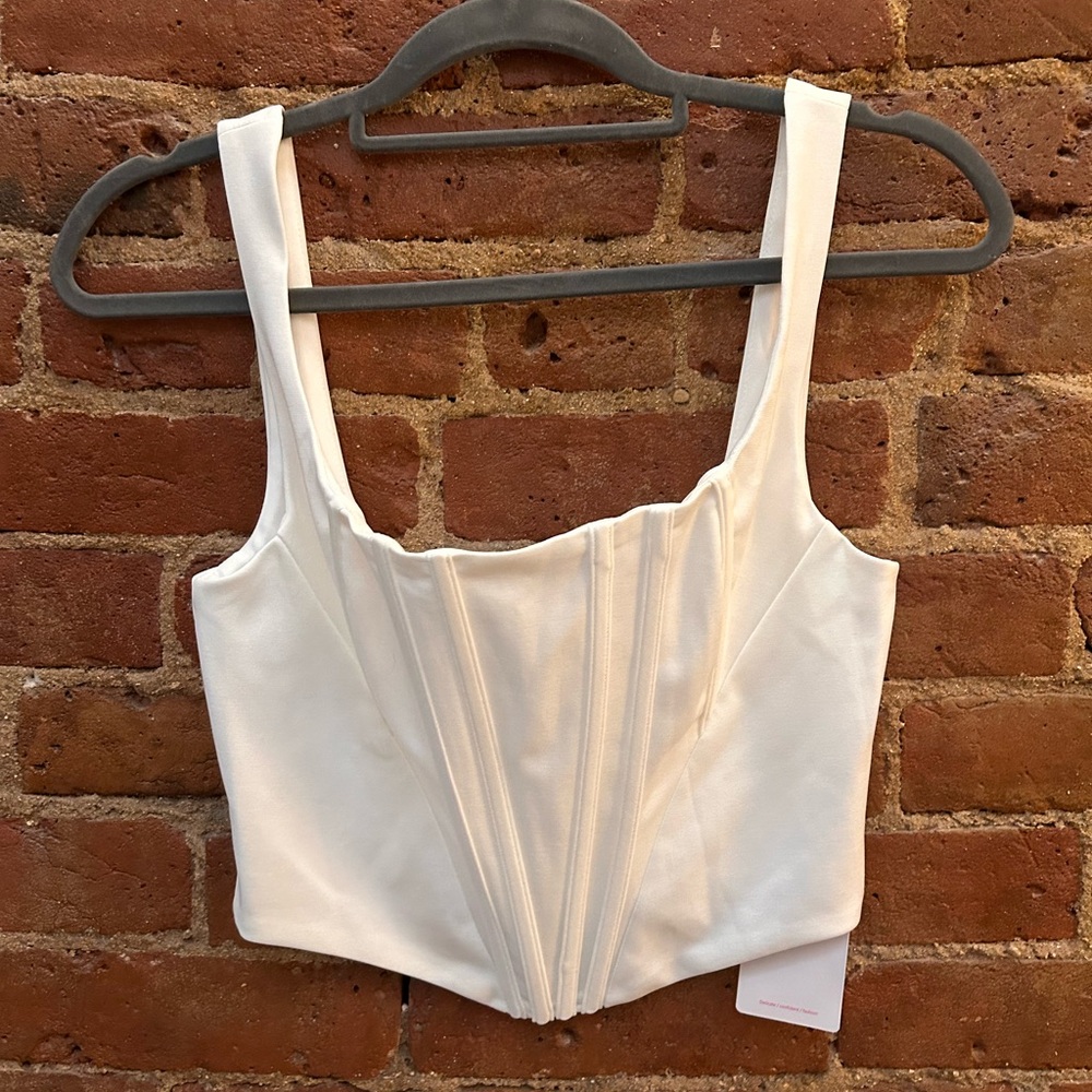 Elegant Cream Corset Crop Top